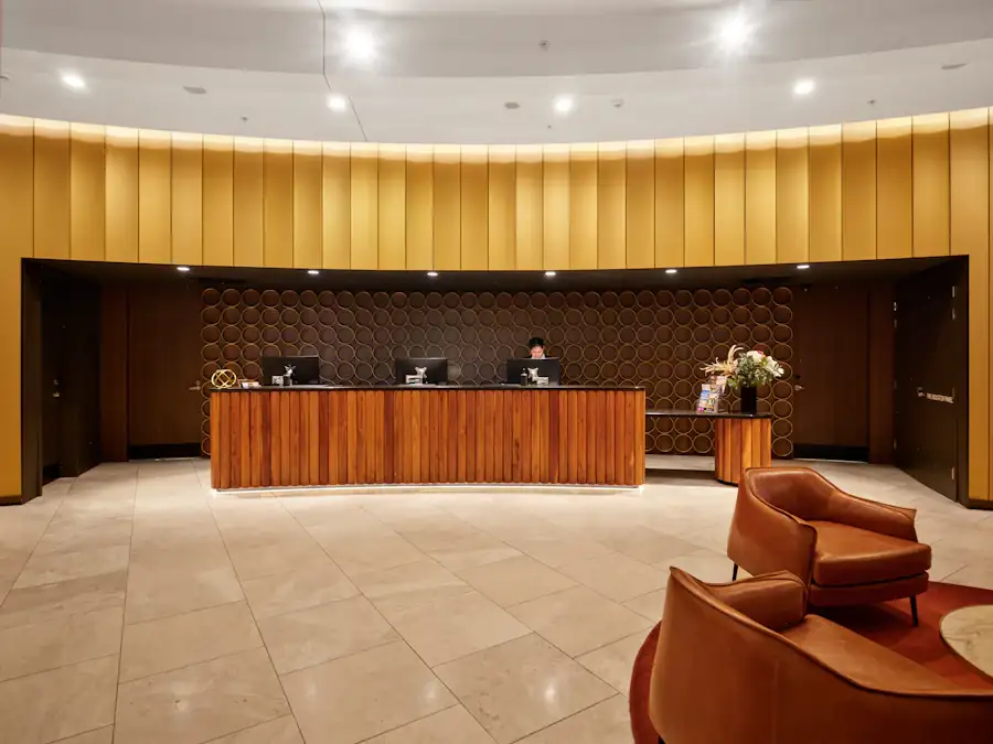 Hotel lobby and reception desk