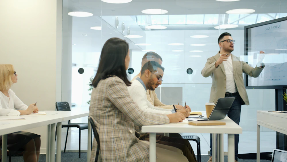 A consultant walking a client team through a process